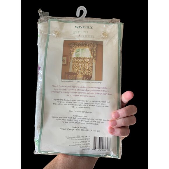 Vintage Waverly Garden Room Floral Manor Fruit Banded Swag Valance 72 x 38 New - Picture 2 of 6